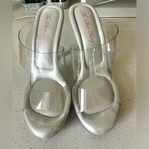 The Shoe Fairy Clear 4.5 inch bikini, figure, pageant, heels
